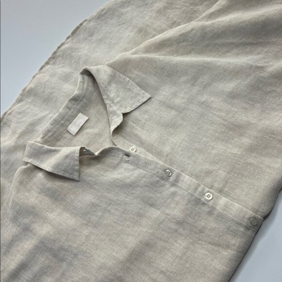 Posse linen shirt Beige Button-Down minimal oversized sophisticated one size - Picture 14 of 16